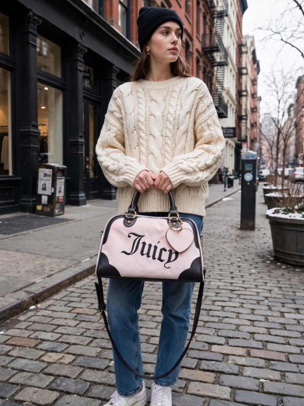 Juicy Couture Urban Heritage Velour Bowler  Powder Blush / Brown  NWT